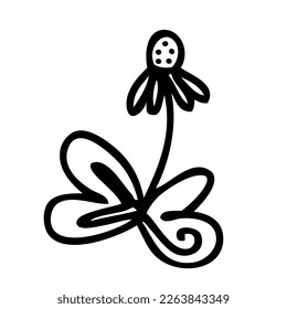 One continuous line chamomile flower doodle drawing. Perfect for tee, stickers, cards. Isolated vector illustration for decor and design.



