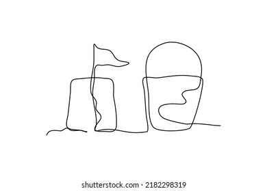 Una línea continua de juguetes para niños. Ilustración vectorial de estilo minimalista en fondo blanco.