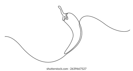 one continuous line chili.one line chili drawing.line art vector illustration