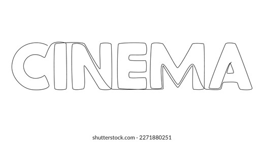 Eine durchgängige Linie von Cinema Wort. Leuchtzeilenvektorkonzept Erstellen Sie kreative Ideen.