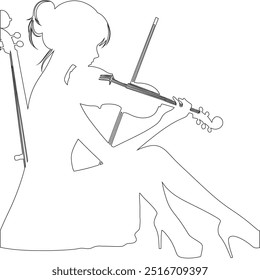 One continuous line. The conductor of orchestra. A musician conducts a concert, Continuous lines, guitar instruments, instrumental music, simple style, hand-drawn vector illustration