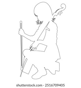 One continuous line. The conductor of orchestra. A musician conducts a concert, Continuous lines, guitar instruments, instrumental music, simple style, hand-drawn vector illustration