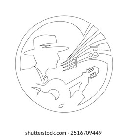 One continuous line. The conductor of orchestra. A musician conducts a concert, Continuous lines, guitar instruments, instrumental music, simple style, hand-drawn vector illustration