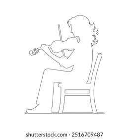 One continuous line. The conductor of orchestra. A musician conducts a concert, Continuous lines, guitar instruments, instrumental music, simple style, hand-drawn vector illustration