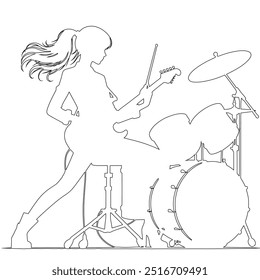 One continuous line. The conductor of orchestra. A musician conducts a concert, Continuous lines, guitar instruments, instrumental music, simple style, hand-drawn vector illustration