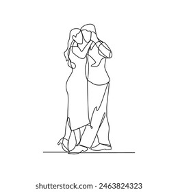 One continuous line of a couple was dancing at a party one night vector illustration. Dancing during party design in simple linear continuous style vector concept. It's time for dancing in the party.