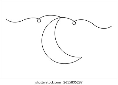 One continuous line of crescent moon design of outline vector illustration