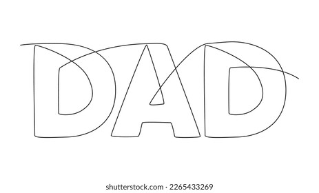 One continuous line of Dad word. Thin Line Illustration vector concept. Contour Drawing Creative ideas.