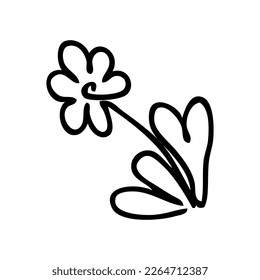 One continuous line daisy flower doodle drawing. Perfect for tee, stickers, cards. Isolated vector illustration for decor and design.


