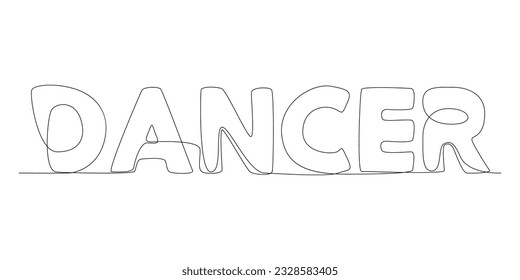Eine durchgängige Linie von Dancer Wort. Leuchtzeilenvektorkonzept Erstellen Sie kreative Ideen.