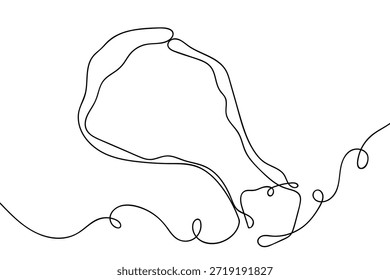 One continuous line, delicious-looking fried chicken drumstick. simple line art illustration.