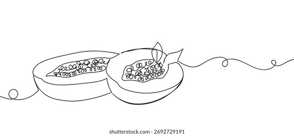Um projeto de linha contínua de um mamoeiro de corte. ilustração vetor Doodle estilo linear simples