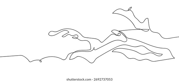 Um projeto de linha contínua de um ramo bagunçado estilo linear simples Doodle ilustração vetor