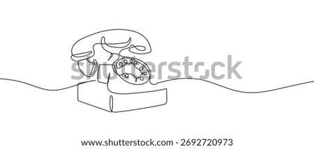 One continuous line design of a retro home phone. simple linear style Doodle vector illustration