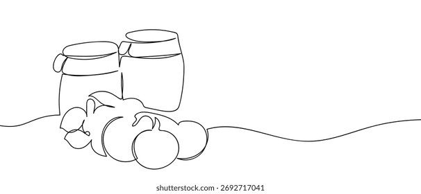 Eine durchgehende Linie Design von Tomaten und Gläsern. einfache lineare Stil Doodle Vektorgrafik