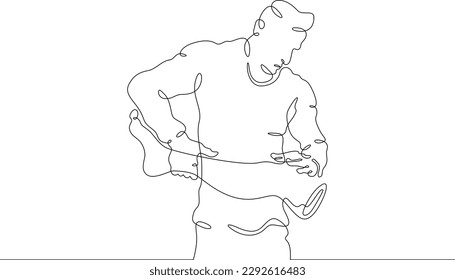 One continuous line. Developer of cyber prostheses and implants. Medical engineer. Creation of bionic prostheses. Male Doctor with prosthetic leg. Surgeon.One continuous line drawn isolated