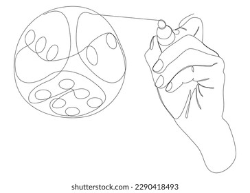 One continuous line of dice drawn by with felt tip pen. Thin Line Illustration vector concept. Contour Drawing Creative ideas.