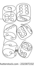 One continuous line of Dices. Thin Line Illustration vector concept. Contour Drawing Creative ideas.