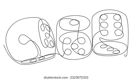One continuous line of Dices. Thin Line Illustration vector concept. Contour Drawing Creative ideas.