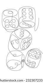 One continuous line of Dices. Thin Line Illustration vector concept. Contour Drawing Creative ideas.