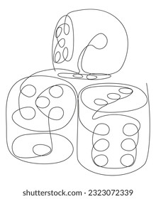 One continuous line of Dices. Thin Line Illustration vector concept. Contour Drawing Creative ideas.