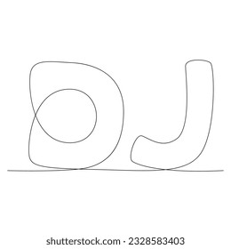 One continuous line of DJ word. Thin Line Illustration vector concept. Contour Drawing Creative ideas.
