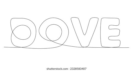 Una línea continua de la palabra Dove. Concepto vectorial de Ilustración de líneas delgadas. Contour Drawing Ideas Creativas.