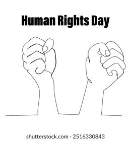 One continuous line drawing of 10 the December World Human Rights Day concept Vector Illustration. World Human Rights Day single line art draw awing, 