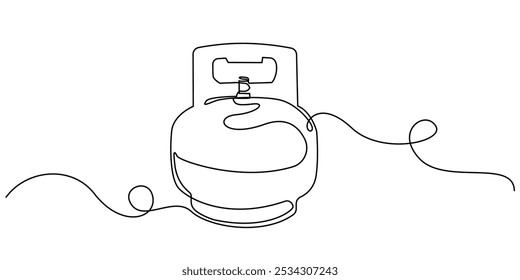 eine durchgehende Strichzeichnung von 3kg Flüssiggas.eine Strichzeichnung von staatlich subventioniertem Gas.einzelne Linie Vektorgrafik von 3kg Gas.isolierter weißer Hintergrund