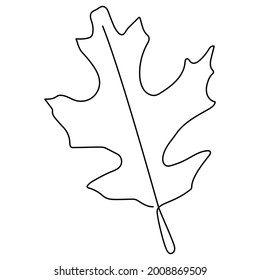 One continuous line drawing abstract tropic spring maple leaf. Minimal botany natural eco concept. Home wall decor, poster, tote bag, fabric print. Single line draw design graphic vector illustration 