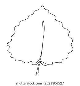 One continuous line drawing of abstract autumn leaf. Contour drawing with editable stroke. Minimalist art, modern decoration on Fall season