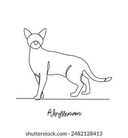 One continuous line drawing of Abyssinian vector illustration. Type of Cat themes design concept with simple linear style vector. Cats are domesticated mammals, loyalty and companionship to humans.