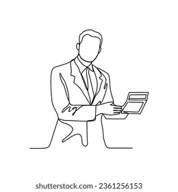 One continuous line drawing of Accountant profession with white background. Accountant profession design concept in simple linear style. accountant profession design concept vector illustration.