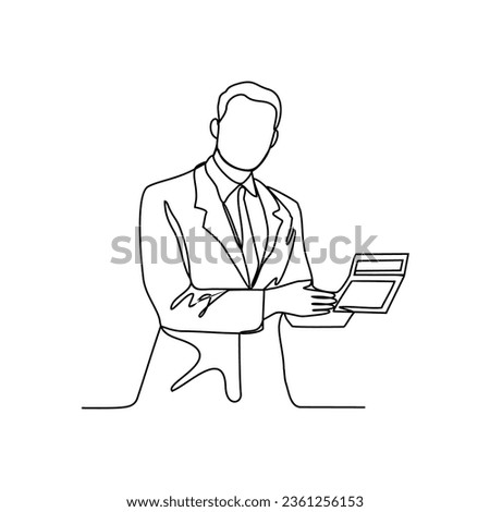 One continuous line drawing of Accountant profession with white background. Accountant profession design concept in simple linear style. accountant profession design concept vector illustration.