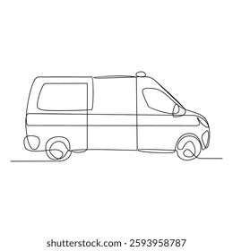 One continuous line drawing of activity in the hospital vector illustration.  Health design concept vector with simple linear style. Ambulance on duty vector design illustration concept.