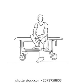 One continuous line drawing of activity in the hospital vector illustration.  Health design concept vector with simple linear style. Nurse waiting for patient vector design illustration concept.