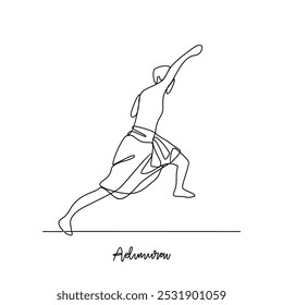 One continuous line drawing of Adimurai sports vector illustration. Traditional sports design in simple linear continuous style vector concept. Sports theme design for your asset design illustration.