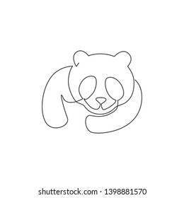 One continuous line drawing of adorable panda for company logo identity. Business icon concept from cute mammal animal shape. Modern single line graphic draw vector design illustration