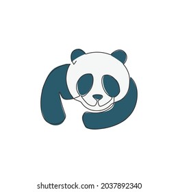 One continuous line drawing of adorable panda for company logo identity. Business icon concept from cute mammal animal shape. Modern single line graphic draw vector design illustration
