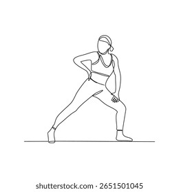 One continuous line drawing of Aerobics illustration. Workout refers to physical exercise or activity performed to improve fitness, strength, or overall health. Sport theme design vector concept.