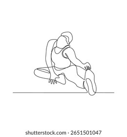 One continuous line drawing of Aerobics illustration. Workout refers to physical exercise or activity performed to improve fitness, strength, or overall health. Sport theme design vector concept.