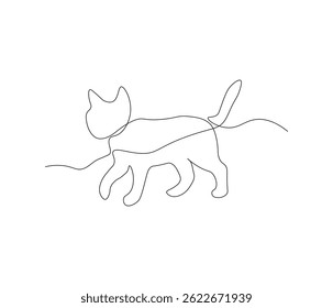Um desenho de linha contínua de gato bonito estético. linha única de conceito de animal de estimação bonito. ilustração de traço editável