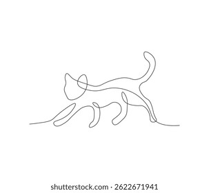 One continuous line drawing of aesthethic cute cat. single line of cute pet concept. editable stroke illustration