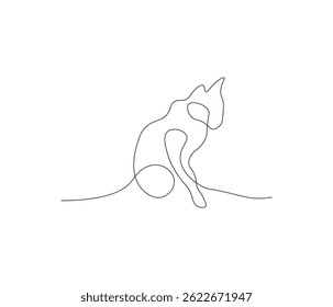 One continuous line drawing of aesthethic cute cat. single line of cute pet concept. editable stroke illustration