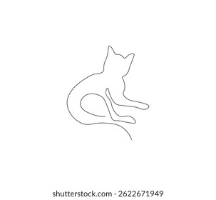 One continuous line drawing of aesthethic cute cat. single line of cute pet concept. editable stroke illustration