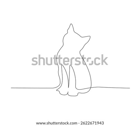 One continuous line drawing of aesthethic cute cat. single line of cute pet concept. editable stroke illustration
