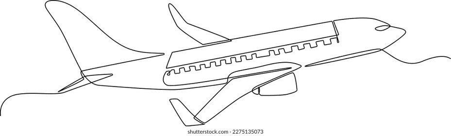 One continuous line drawing of air plan will take off, transportation accommodation minimalist concept, public Accomodation, traditional accommodation, accommodation, simple line, vector illustration.
