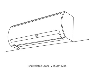 One continuous line drawing air conditioner icon. Electricity household gadget template concept. Trendy single line draw design vector graphic illustration