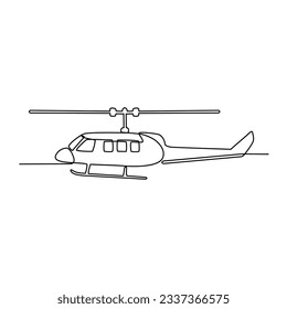 One continuous line drawing of airplane as air vehicle and transportation with white background.Air transportation design in simple linear style.Non coloring vehicle design concept vector illustration