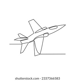 One continuous line drawing of airplane as air vehicle and transportation with white background.Air transportation design in simple linear style.Non coloring vehicle design concept vector illustration